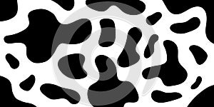 Cow skin pattern. Abstract uneven shapes background. Dalmatian, leopard, giraffe fur. Black spots camouflage texture