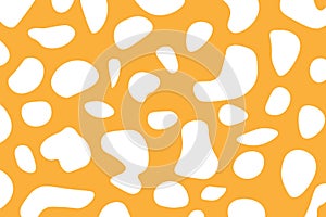 Cow skin print texture, orange spot pattern, vector illustration