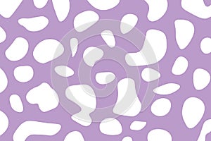 Cow skin print texture, purple spot pattern, vector illustration