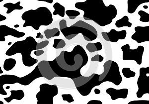 Cow spots pattern. Black and white. Animal print, cow skin texture. Seamless vector background.