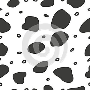 Cow spots seamless pattern. Animal black and white print.