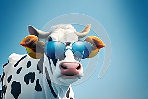 a cow with sunglasses and a cow wearing sunglasses photo