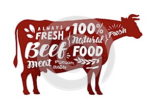 Cow symbol. Meat, beef vector illustration