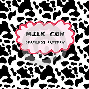 Cow texture pattern repeated seamless black and white