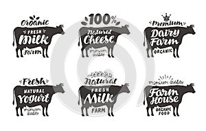 Cow. Vector set food labels, badges and icons.