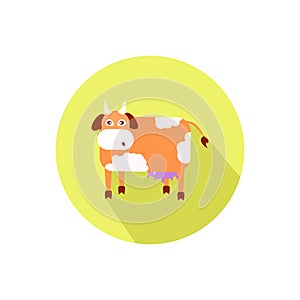 Cow. on a white background in a bright circle