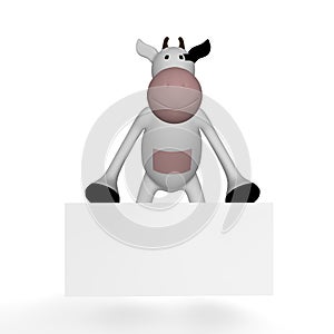 Cow with white paper for the text
