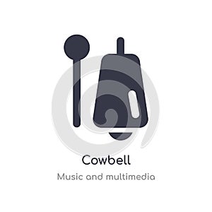 cowbell outline icon. isolated line vector illustration from music and multimedia collection. editable thin stroke cowbell icon on