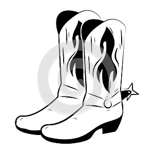 cowbow hand draw boots