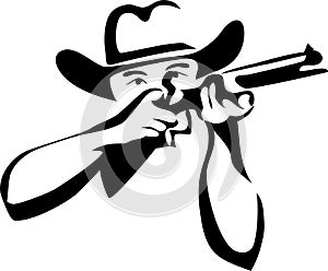 Cowboy aiming his rifle