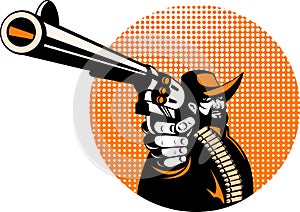 Cowboy aiming a pistol gun photo