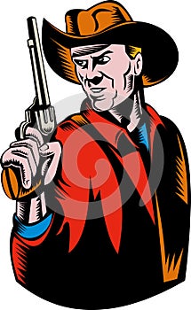 Cowboy aiming pistol gun