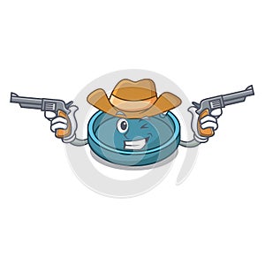 Cowboy ashtray character cartoon style