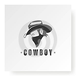 Cowboy with Bandana Scarf Mask Logo Design Vector