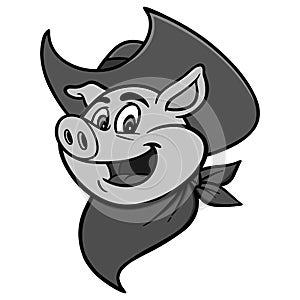 Cowboy BBQ Pig Illustration