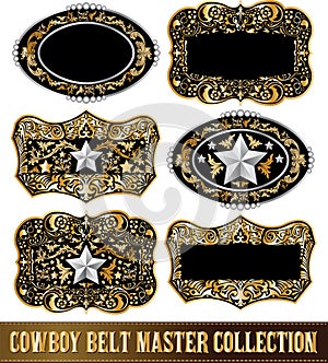 Cowboy belt buckle vector collection set design
