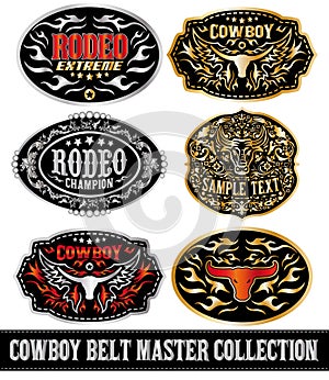Cowboy belt buckle vector master collection set design