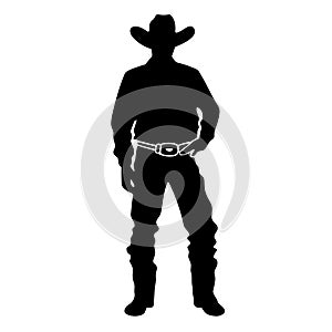 Cowboy black icon on white background. Cowboy silhouette