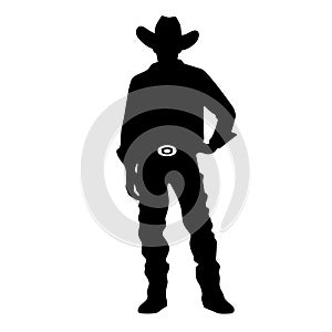 Cowboy black icon on white background. Cowboy silhouette