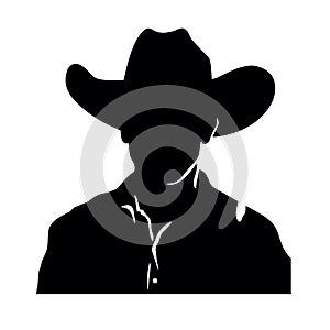 Cowboy black icon on white background. Cowboy silhouette