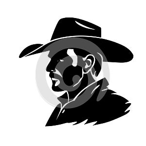 Cowboy black icon on white background. Cowboy silhouette