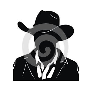 Cowboy black icon on white background. Cowboy silhouette