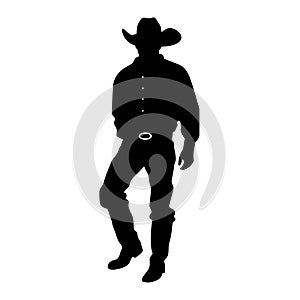 Cowboy black icon on white background. Cowboy silhouette