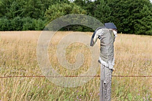 Cowboy Boot on Fence Post with Copy Space