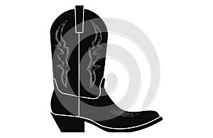 Cowboy boots with ornament. Cowboy western and wild west theme.Cowboy boot Illustration. Cowboy boot heels vector silhouette