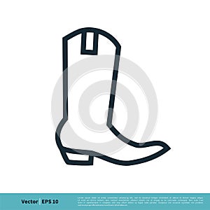 Cowboy Boot Icon Vector Logo Template Illustration Design. Vector EPS 10