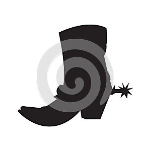 Cowboy boot with spur silhouette photo
