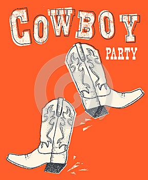 Cowboy boot.Vector hand drawn graphic illustration photo