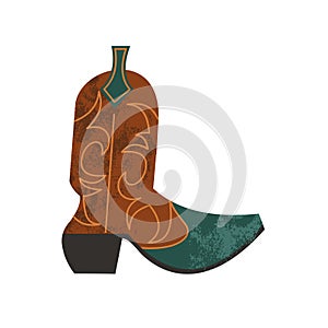 Cowboy boot. Vector illustration on white background