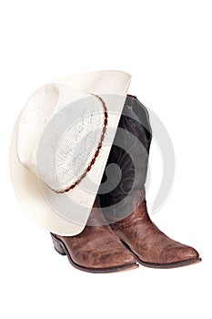 Cowboy boots with hat