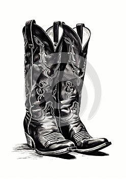 Cowboy Boots Illustration. Generative Ai photo