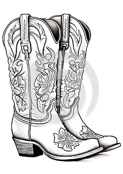 Cowboy Boots Illustration. Generative Ai photo
