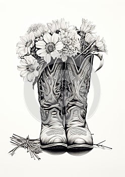 Cowboy Boots Illustration. Generative Ai photo