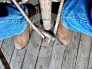 Cowboy boots and jeans