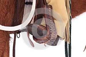 Cowboy boots in stirrups photo