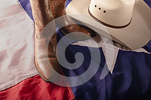 Cowboy boots and Texas flag