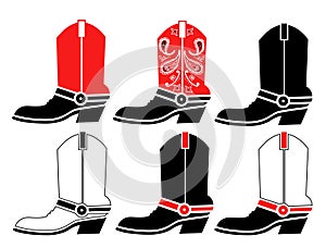 Cowboy boots. Vector set graphic illustration isolated on white for design