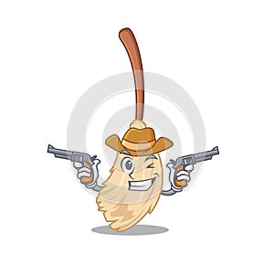 Cowboy broom with in a the cartoon
