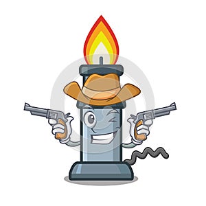 Cowboy bunsen burner isolated with the cartoon