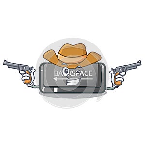Cowboy button backspace isolated in the mascot