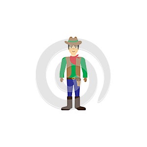 cowboy cartoon illustration. Element of profession cartoon icon for mobile concept and web apps. Colored cowboy flat illustration