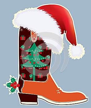 Cowboy christmas card with boot