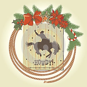 Cowboy christmas wreath with western cowboy lasso and decoration