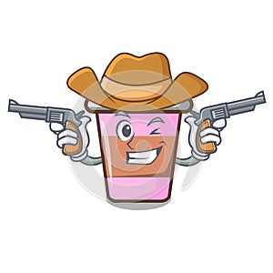 Cowboy coffee cup character cartoon