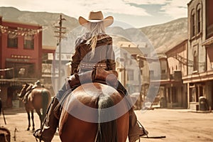 Cowboy cowboy walking wild west. Generate Ai