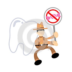 cowboy america and dental care stop eat candy cartoon doodle flat design vector illustration